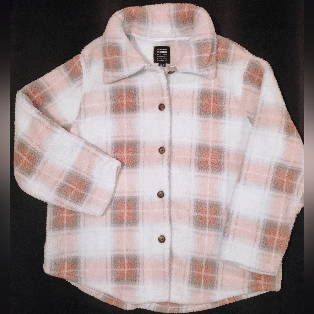 Ci Sono Plaid Sherpa Teddy Jacket
